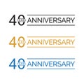Simple 40th anniversary years logo vector. blue black gold color