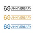 Simple 60th anniversary years logo vector. blue black gold color