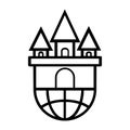 Thin line castle icon