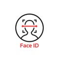 Simple thin line face id scan logo