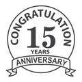 Thin line fifteenth years anniversary icon