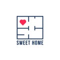 Simple thin line sweet home logo