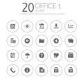 Simple thin office 1 icons collection on white