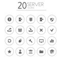 Simple thin server icons collection on white