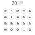 Simple thin web icons collection on white