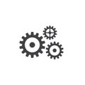 Simple three gear flat icon line vector