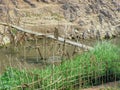 A rustic bamboo bridge in northern Laos