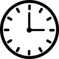 Simple time clock analog vector icon, Watch symbol