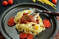 Simple Tomato Fettuccine with Salted Smelts