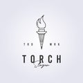 simple torch fire logo line art symbol icon template background vector illustration design.