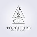 simple torch fire logo line art symbol icon template background vector illustration design..