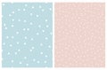 Simple Trangle Vector Patterns. White Triangles on a Pastel Blue and Light Pink Background.