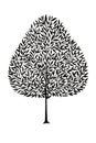 Simple tree drawing using ink pen in silhouette style for icon and graphic design element purpose Royalty Free Stock Photo