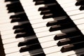 Simple triple pipe organ instrument keyboard. Three organ keyboards stack, keys closeup. Classical church sacral music concert Royalty Free Stock Photo