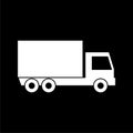 Simple truck icon, truck symbol on dark background