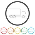 Simple truck icon, truck symbol set, 6 Colors Included