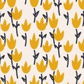 Simple tulip flower seamless pattern for fabric print design.