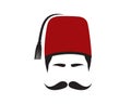 Turkish Fez Hat with Mustache Illustration