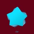 Simple turquoise star on a wine background. Vector