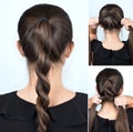 Simple twisted hairstyle tutorial Royalty Free Stock Photo