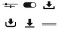 Simple UI icon set featuring a slider, toggle switch, and download symbols for digital interfaces Royalty Free Stock Photo