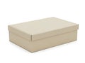 Simple, unadorned beige cardboard box on white background Royalty Free Stock Photo
