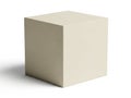 A simple unadorned light beige rectangular prism stands against a stark white background Royalty Free Stock Photo