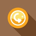 Yellow undo icon showing long shadow on brown background Royalty Free Stock Photo