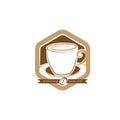 Simple Unique Coffee cup emblem Logo design template. Vector Coffee shop logo illustration design template on white backgro Royalty Free Stock Photo