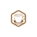 Simple Unique Coffee cup emblem Logo design template. Vector Coffee shop logo illustration design template on white backgro Royalty Free Stock Photo