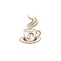 Simple Unique Coffee cup emblem Logo design vector template. Vector Coffee shop logo illustration design template on white backgro Royalty Free Stock Photo