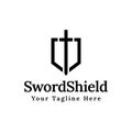 Sword and shield vector logo design