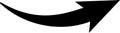 Simple upward curved black arrow pointing to the right on a minimalist white background representing growth, progress