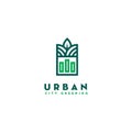 Simple urban city greening logo design in style linear , creative eco city logo inspiration, business real estate vector template Royalty Free Stock Photo