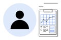 User Profile and Analytics Overview with Data Chart on Clipboard Royalty Free Stock Photo
