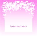 Simple Valentine card with hearts and flowers; pink
