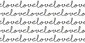 Simple Valentine`s Day Vecror Pattern with Black Handwritten Love.