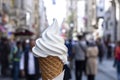 Simple vanilla ice cream in Taksim Square. Photographed by hand.