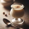 A simple vanilla pudding in a glass jar, Ai generated image Royalty Free Stock Photo