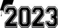 2023 Simple Varsity Letters Logo Black and white