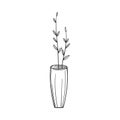 Simple vase with twigs in the sketch style