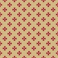 Simple vector abstract geometric floral seamless pattern. Red and gold ornament Royalty Free Stock Photo