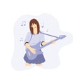 simple vector art illustration of a young woman playing a guitar Royalty Free Stock Photo