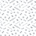 Seamless pattern with sport weigtlifting equipment.