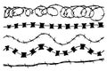 Simple Vector Black Hand Draw sketch of various horizontal Barbed Wire Royalty Free Stock Photo