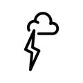 Simple vector black icon cloud, lightning Royalty Free Stock Photo