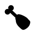 Simple vector black and white icon of a piece of meat on a bone