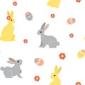 Simple vector bunnies and eggs seamless pattern