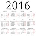 Simple vector calendar 2016