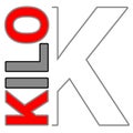 Simple vector design of letter k and kilo text on transparent background